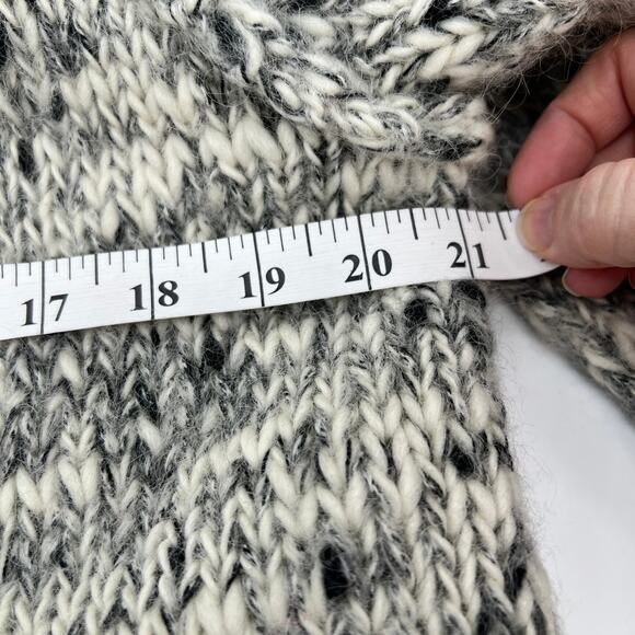 Vtg Liz Claiborne Wool Blend Open Cardigan Sweater Womens M Gray Chunky Knit 90s - Picture 12 of 13